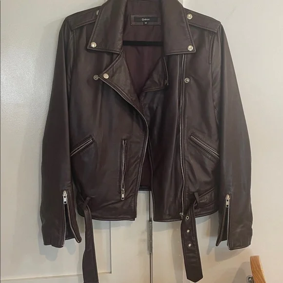 Quince 100% sheep Leather Motorcycle Jacket, color port , size medium - Picture 6 of 12